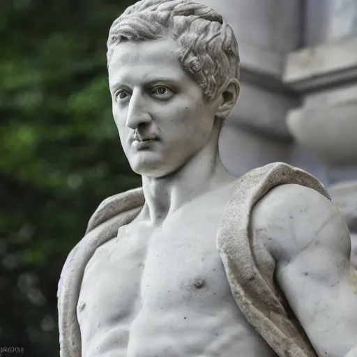 Image similar to a marble statue of Volodymyr Zelenskyy, 8k, high definition, highly detailed