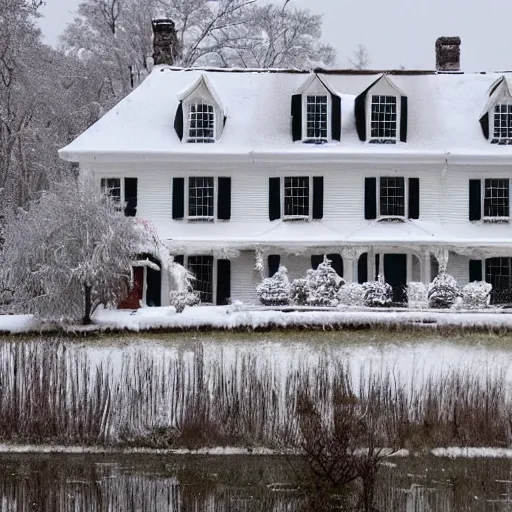 Image similar to winter colonial house,