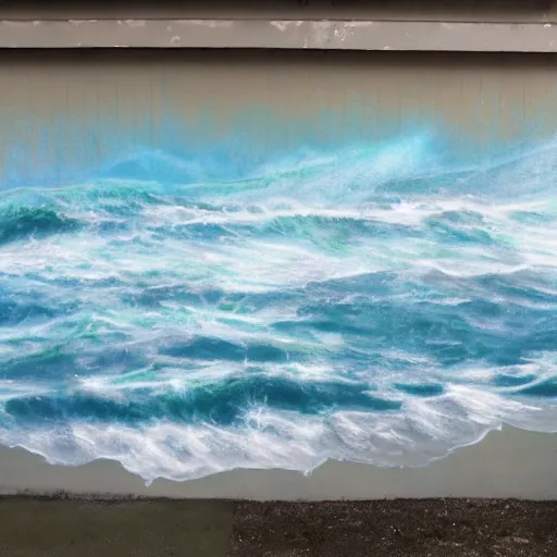 Image similar to ocean, spray painted on a wall