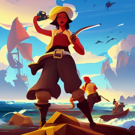 Image similar to painting treasure on sea of thieves game smooth median photoshop filter cutout vector, behance hd by jesper ejsing, by rhads, makoto shinkai and lois van baarle, ilya kuvshinov, rossdraws global illumination