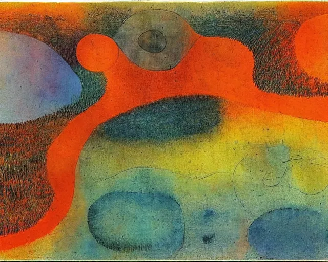 Prompt: Ocean waves in a psychedelic dream world. DMT. Curving rivers. Paul Klee. Zao Wou-ki.