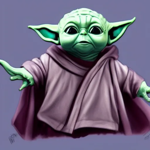 Image similar to Concept art of Baby Yoda in sith robes