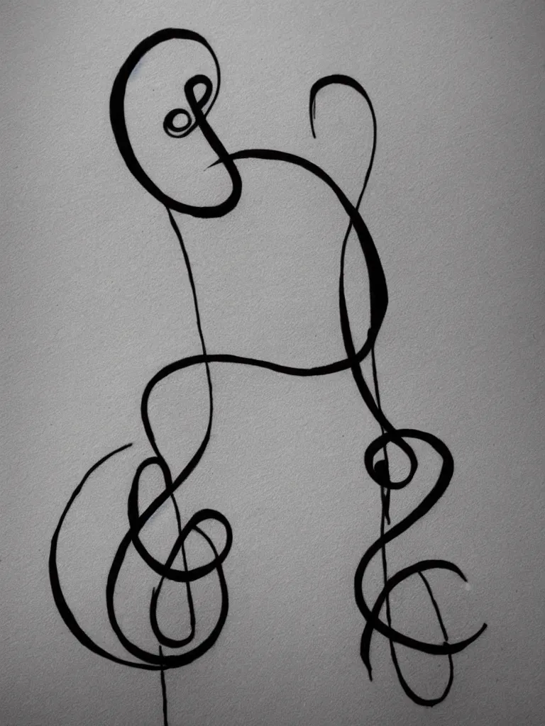 Prompt: a clean single line drawing sketch for a tattoo, treble clef with scar line in the middle, clean single line tattoo with color burst when crossing scar