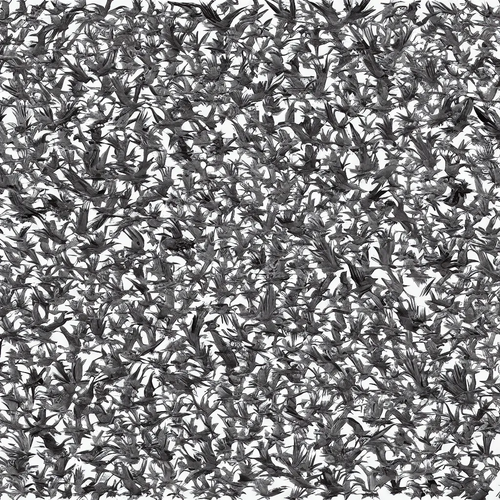 Prompt: MC Escher repeating tesselation of birds