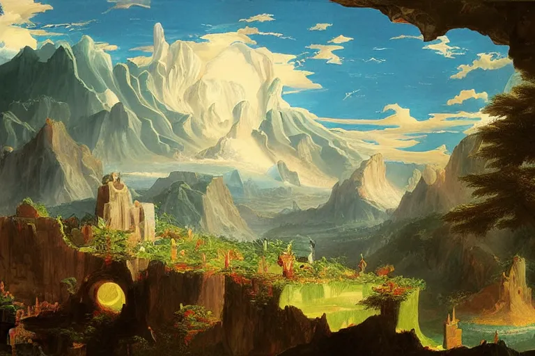 Prompt: animefest dallas, painting by thomas cole