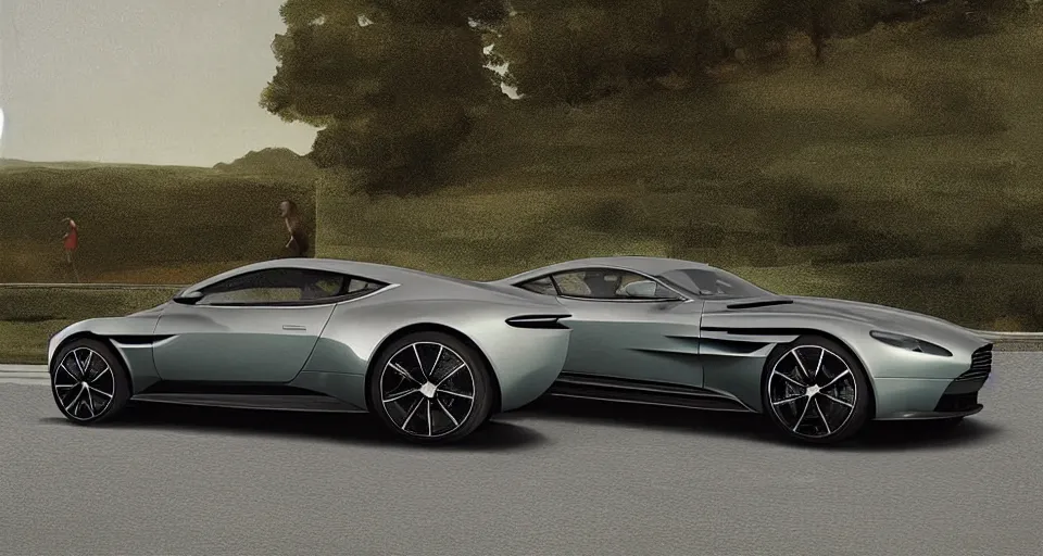 Image similar to Aston Martin in hill Next to the pool,digital art,ultra realistic,ultra detailed,art by greg rutkowski