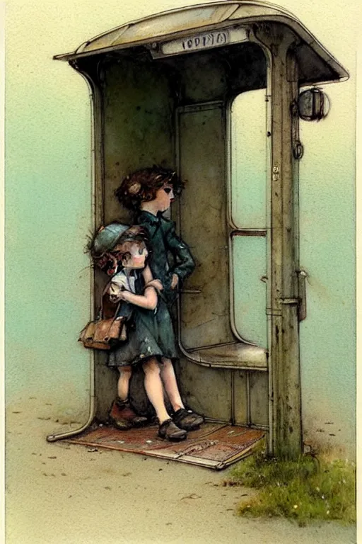 Image similar to (((((1950s bus stop . muted colors.))))) by Jean-Baptiste Monge !!!!!!!!!!!!!!!!!!!!!!!!!!!