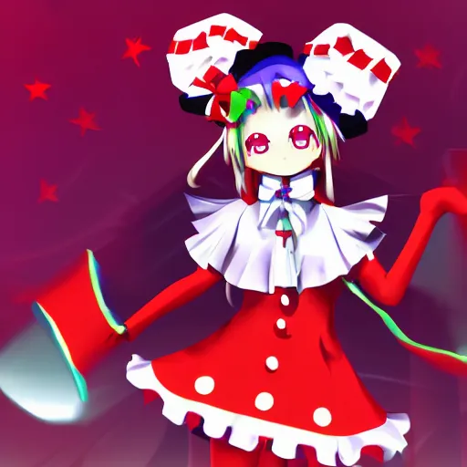 Image similar to image of Touhou clownpiece, 8k wallpaper, pixiv, vector art, render, sharp