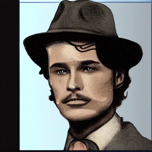 Prompt: Paul Atreides wearing a fedora,