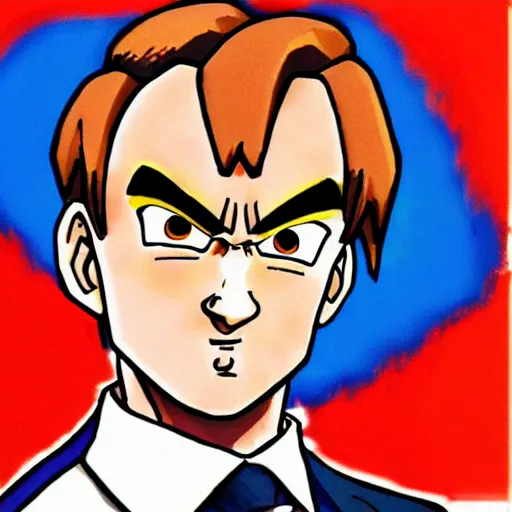 Image similar to cartoon portrait of saul goodman, drawn in the style of dragon ball z