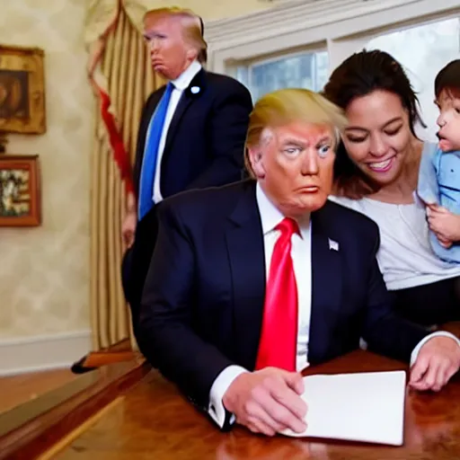 Image similar to photographic evidence of donald trump showing a child the nuclear codes, 1 0 8 0 p cnn footage