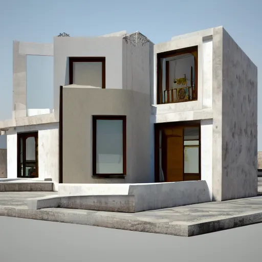 Image similar to a 4 k hd picture of a modern day house in the middle of egypt, digital art