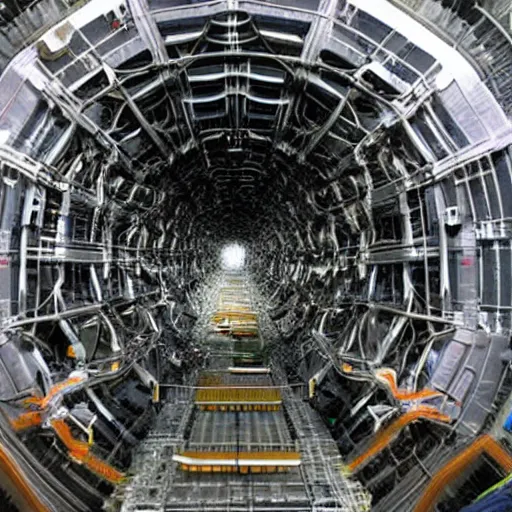 Image similar to inside of the large hadron supercollider at the moment of atomic impact