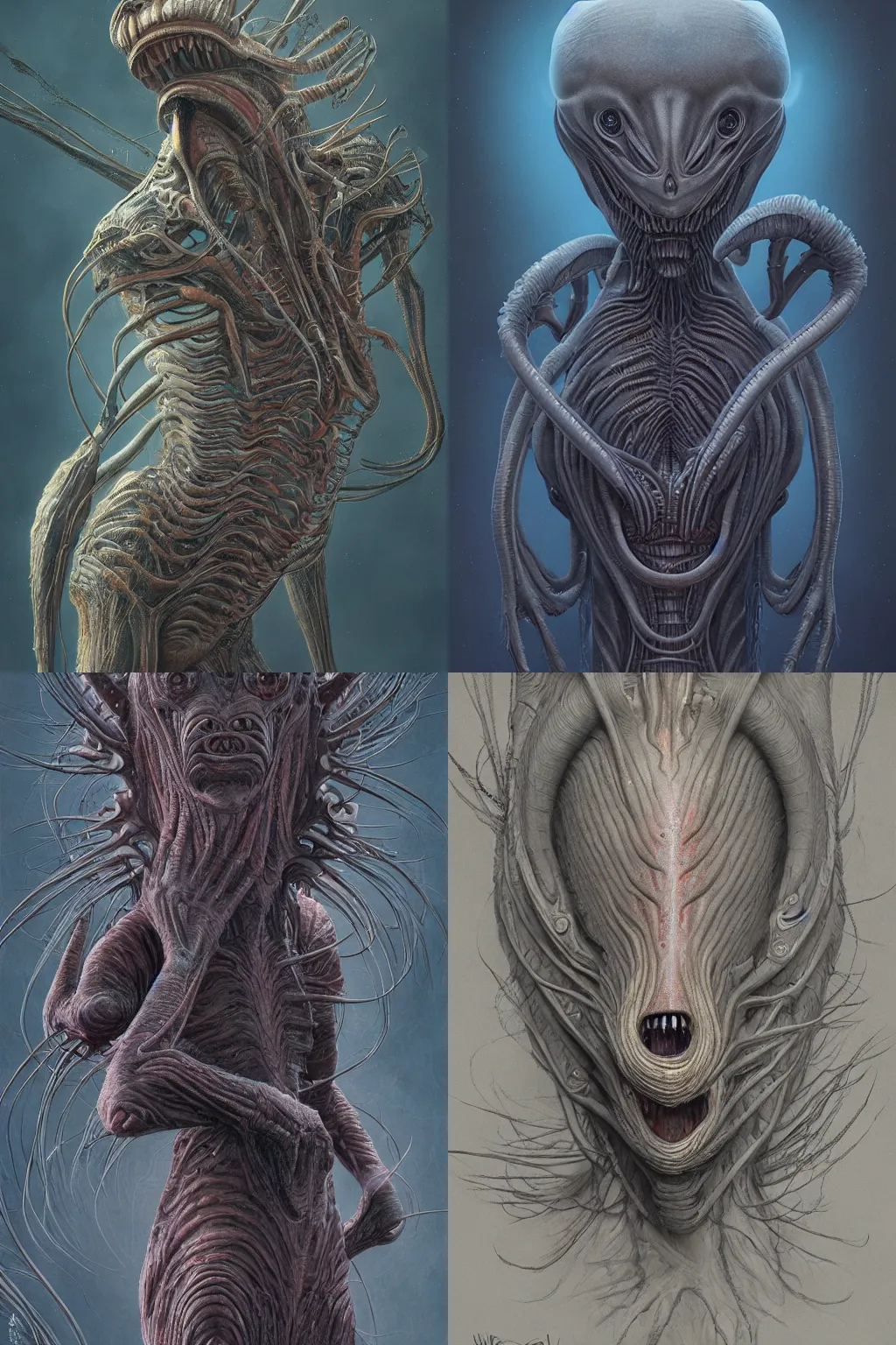 Prompt: alien creature with long hairs, art by James Jean and Wayne Barlowe, high detail, cinematic, cgsociety 8k