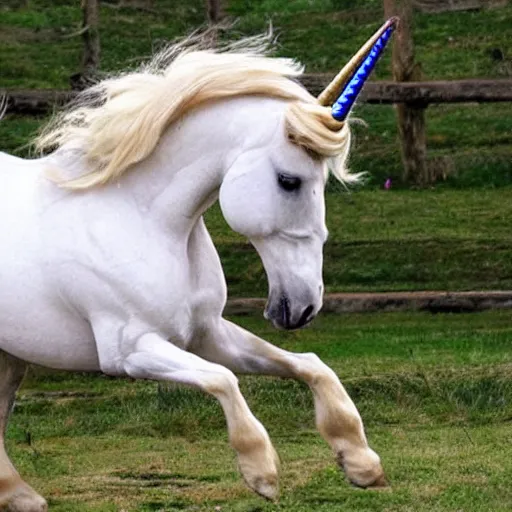 Image similar to horse unicorn hybrid.