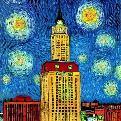 Prompt: downtown Tampa skyline by Van Gogh