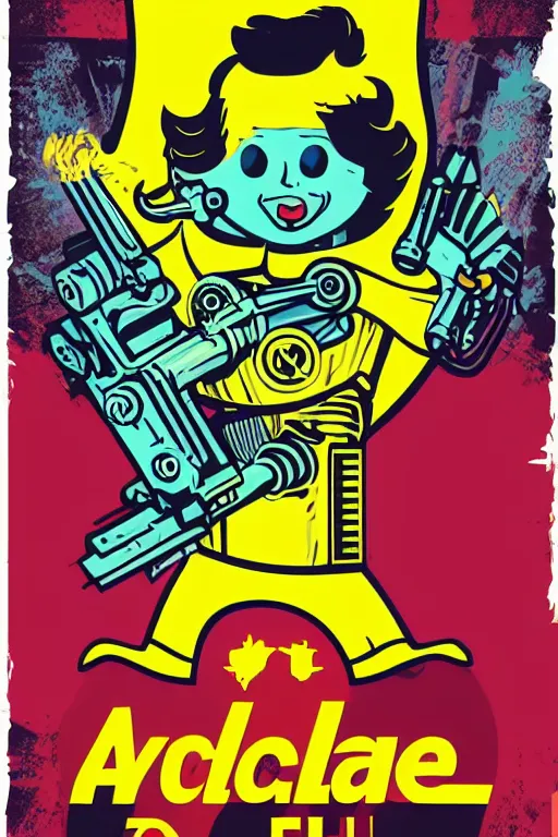 Image similar to fallout 7 6 retro futurist illustration art by butcher billy, sticker, colorful, illustration, highly detailed, simple, smooth and clean vector curves, no jagged lines, vector art, smooth andy warhol style