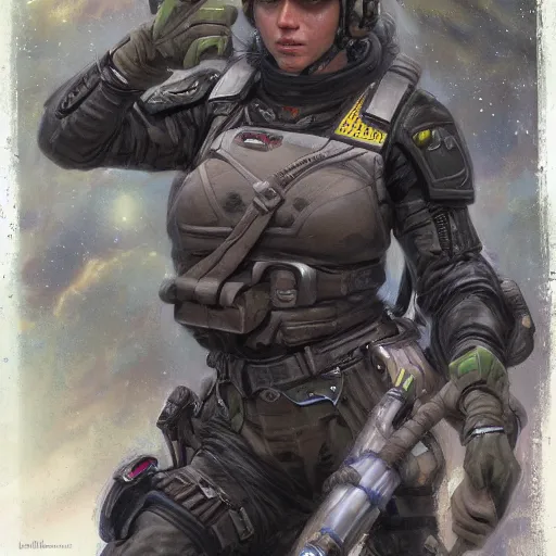 Image similar to Female Intergalactic combat paramedic on the battlefield as art by Donato Giancola and Bayard Wu, digital art, trending on artstation