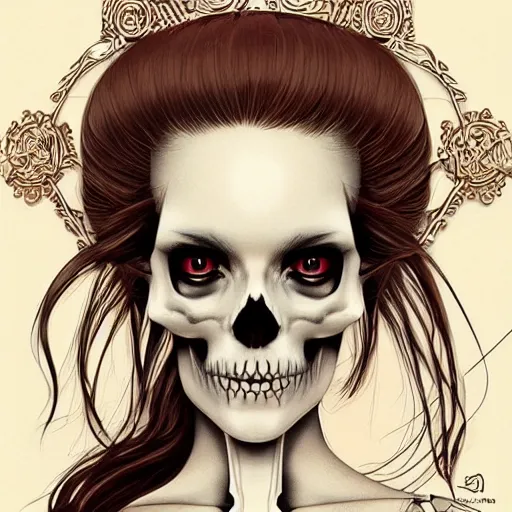 Image similar to anime manga skull portrait young woman doll, dollface, skeleton, intricate, elegant, highly detailed, digital art, ffffound, art by JC Leyendecker and sachin teng