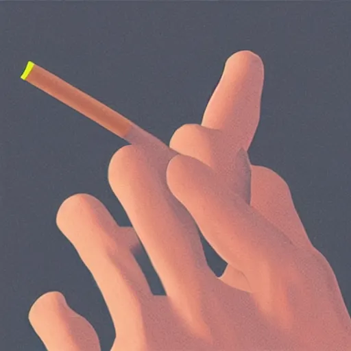 Prompt: cigarette in fingers, hyper realistic