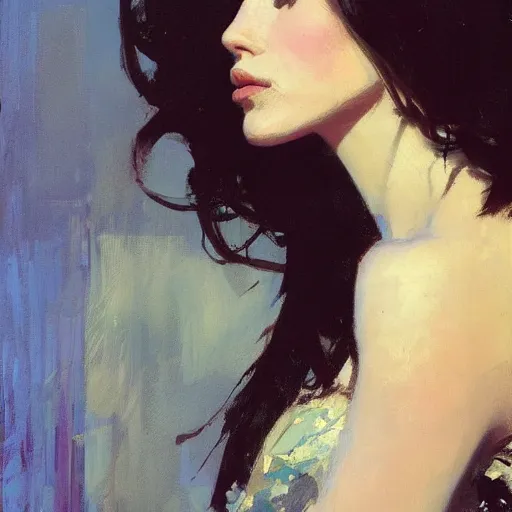 Prompt: portrait of a beautiful woman, intricate, elegant, highly detailed, greg manchess, mucha, liepke, ruan jia, jeffrey catherine jones, ridley scott