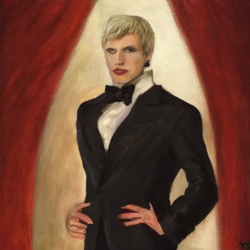 Prompt: portrait of gentleman gaga, the male version of lady gaga.