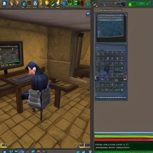 Image similar to a picture of an average runescape player sitting at a computer