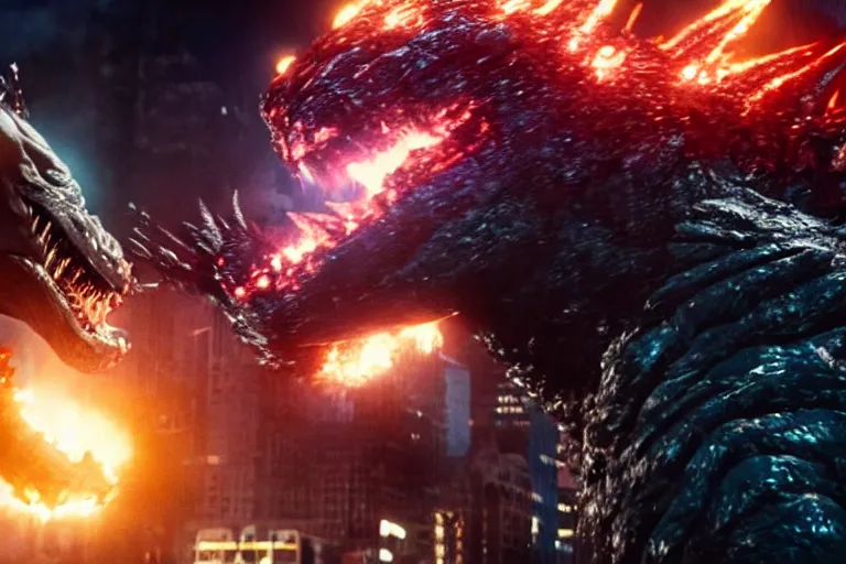 Prompt: film still of kirby fighting in new york city in the new godzilla pacific rim crossover movie