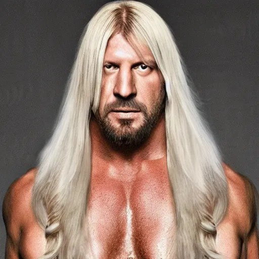 Image similar to triple H with long white hair