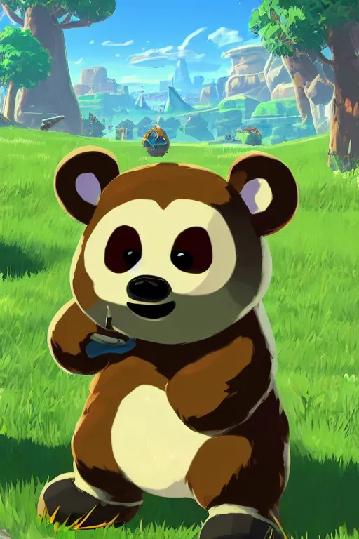 Image similar to an in game portrait of tom nook from the legend of zelda breath of the wild, breath of the wild art style.