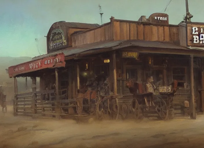 Image similar to oil painting of closeup western saloon bar, wild west, dimly light, dusty and dirty, art by anders zorn, wonderful masterpiece by greg rutkowski, beautiful cinematic light, american romanticism by greg manchess, creation by tyler edlin