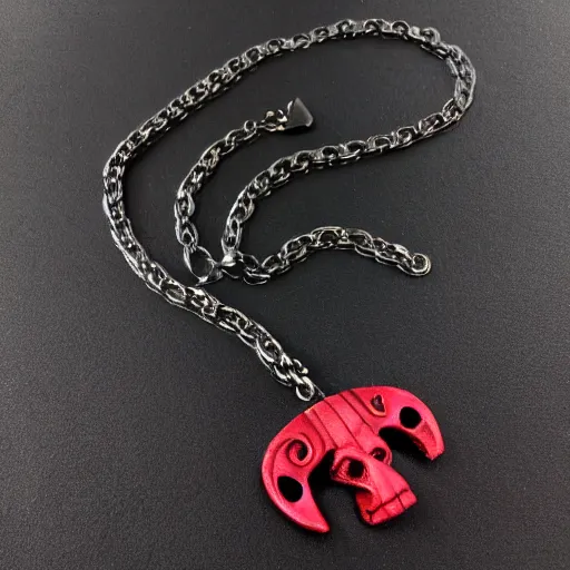 Prompt: necklace of hellboy, hyper realistic,