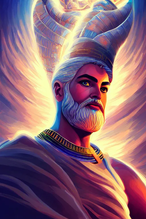 Prompt: the god zeus, egyptian environment, portrait, sharp focus, digital art, concept art, post processed, dynamic lighting, by emylie boivin and rossdraws