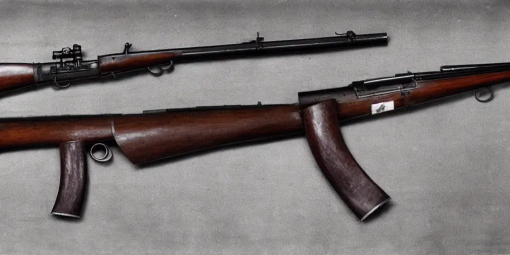 Image similar to mashup of a mosin nagant and a kar 9 8 k, photo credit national museum of firearms history