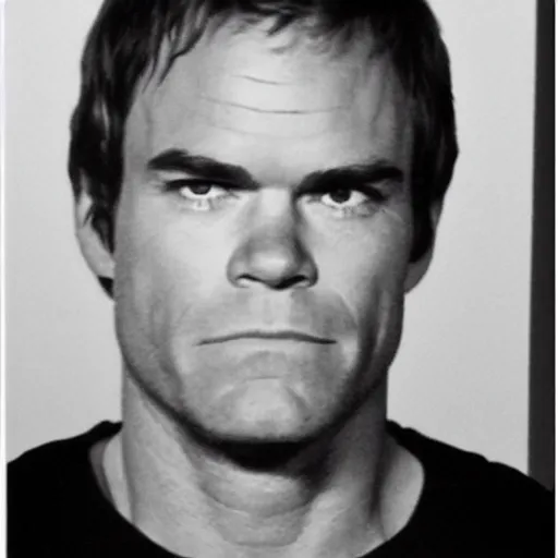 Prompt: dexter morgan mugshot 1 9 2 9 black and white still