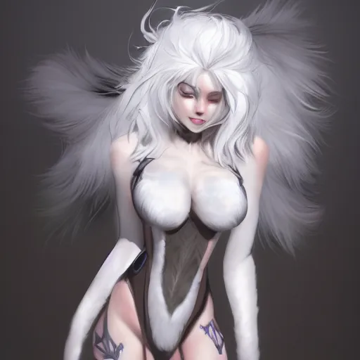Prompt: full body shot of female anthro furry wolf princess fursona with white hair full, by Wlop and jerry park, artstation, detailed