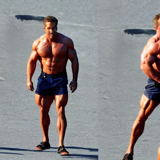 Image similar to Ryan Reynolds as a bodybuilder, hd