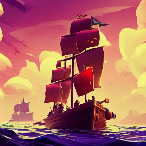 Image similar to painting treasure on sea of thieves game smooth median photoshop filter cutout vector, behance hd by jesper ejsing, by rhads, makoto shinkai and lois van baarle, ilya kuvshinov, rossdraws global illumination