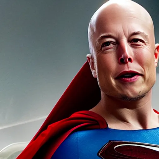 Prompt: film still of Elon Musk as Lex Luther in the new Superman movie