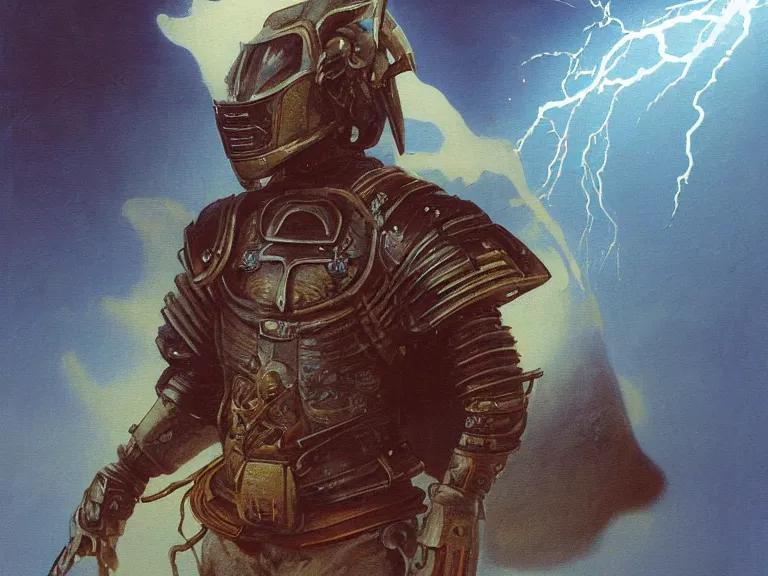 Image similar to a detailed profile painting of a bounty hunter in knight and samurai futuristic armour and visor, cinematic sci-fi poster. Cloth and metal. Welding, fire, flames, samurai Flight suit, accurate anatomy portrait symmetrical and science fiction theme with lightning, aurora lighting clouds and stars. Clean and minimal design by beksinski carl spitzweg giger and tuomas korpi. baroque elements. baroque element. intricate artwork by caravaggio. Oil painting. Trending on artstation. 8k