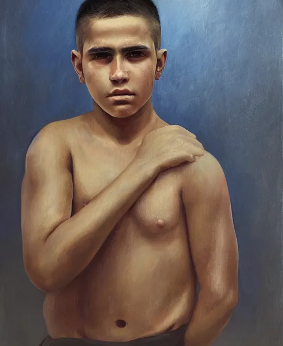 Prompt: heroic portrait of a handsome young mexican prisoner art by denys tsiperko and bogdan rezunenko, hyperrealism