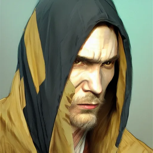 Image similar to ultra realistic illustration, man in a black hood, in a striped purple balaclava, mysterious, highly detailed, digital painting, artstation, concept art, smooth, sharp focus, illustration, art by artgerm and greg rutkowski and alphonse mucha