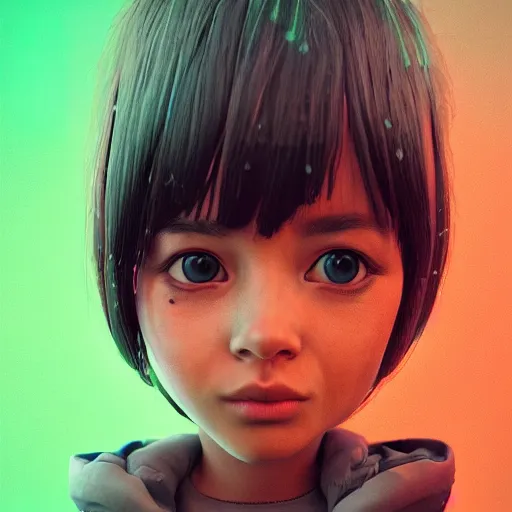 Image similar to cartoon portrait made out of rain, realistic, highly detailed, neon, rendered in octane, unreal engine, beautiful, trending on artstation, emotional