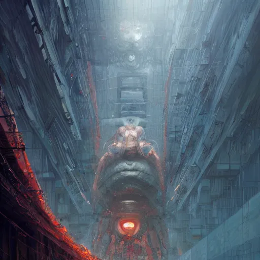 Image similar to the wrath on an i robot, seven deadly sins, torso portrait, intricate, elegant, volumetric lighting, scenery, digital painting, highly detailed, artstation, sharp focus, illustration, concept art, luis rollo, ruan jia, steve mccurry, john berkey