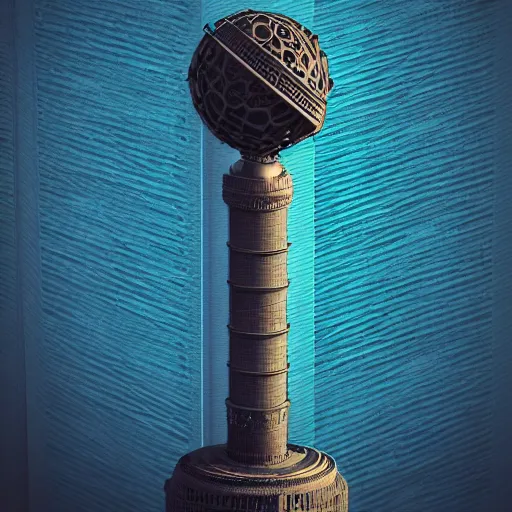 Image similar to a giant statue of a plunger in the center of london. futuristic. blue blurry background. highly detailed, intricate steampunk ornate, poetic, 3 d render, digital art, octane render, 8 k artistic photography, photorealistic.