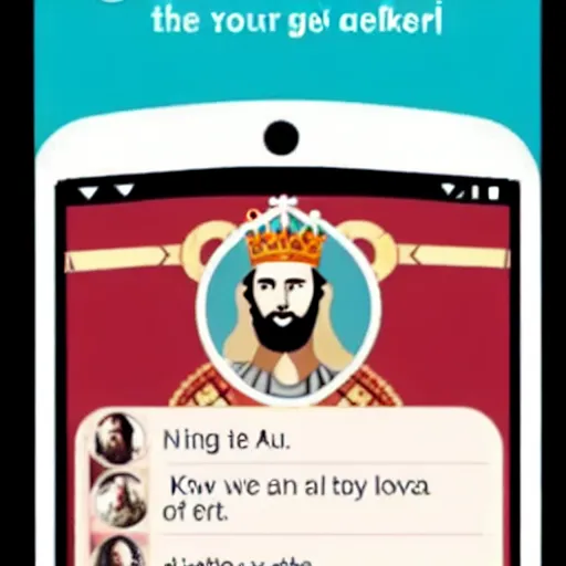 Prompt: a screen capture from the tinder dating app account of king arthur, the once and future king of britain.