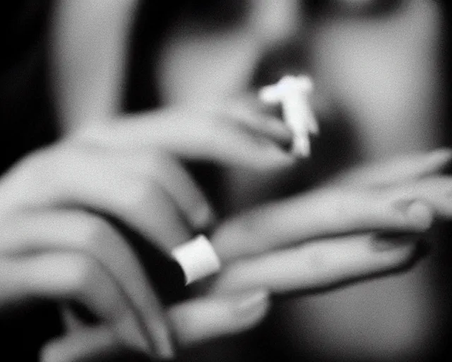 Image similar to a lomographic photo of woman hand with cigarette