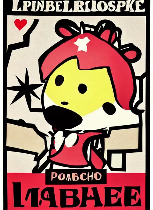 Image similar to Polish posters for Isabelle from Animal Crossing. Screen printed, silkscreen, paper texture. 1968