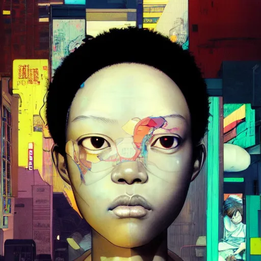 Image similar to citizen portrait soft light painted by james jean and katsuhiro otomo and erik jones, inspired by nigerian akira anime, smooth face feature, intricate oil painting, high detail illustration, sharp high detail, manga and anime 1 9 9 9