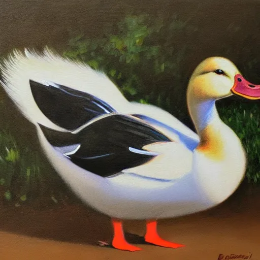 Image similar to a duck on the prowl oil painting bruno pontiroli